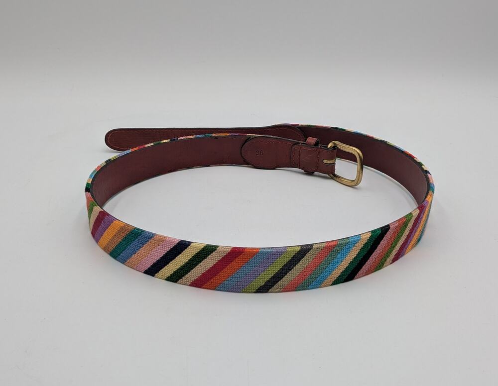 NWOT Smathers & Branson Hand Stitched Needlepoint Multicolor Men's Belt Size 36